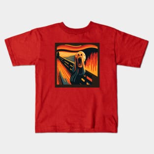 Abstract illustration of The Scream by Edvard Munch Kids T-Shirt
